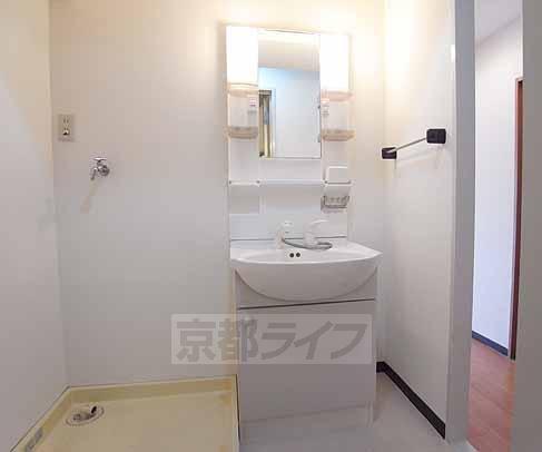 洗面設備　シャンプードレッサ付きの独立洗面台です。