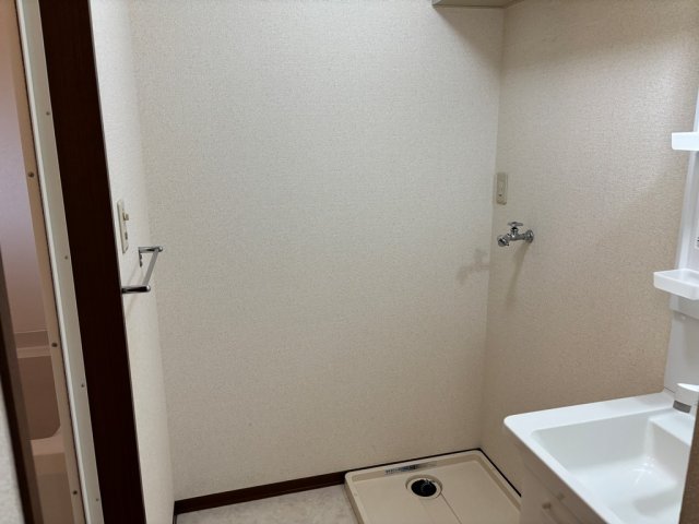 その他設備　洗面所にある洗濯機置き場です。上部に棚があり洗剤が置けます♪