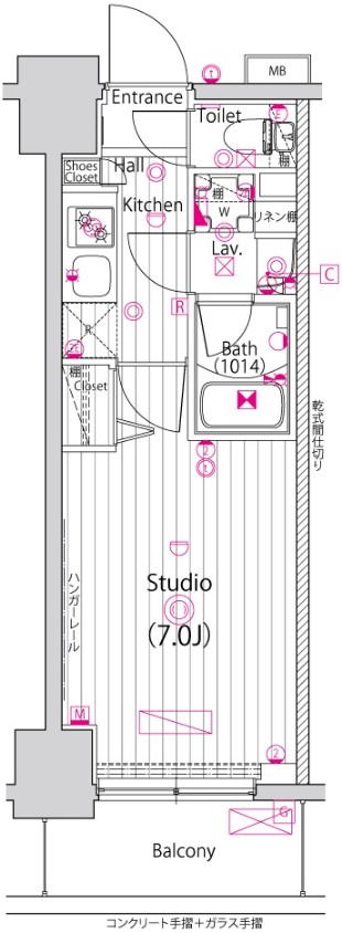 ブルーライン 吉野町駅 徒歩5分 11階建 築5年の間取り写真