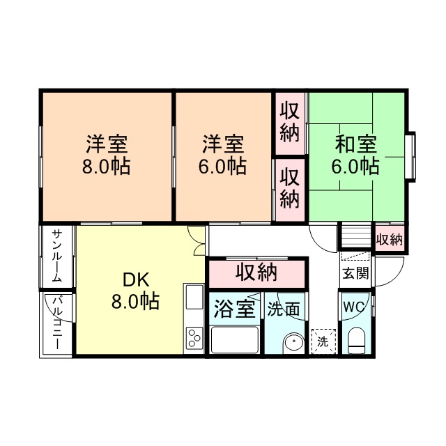 富山地鉄本線 越中荏原駅 徒歩4分 2階建 築34年の間取り写真