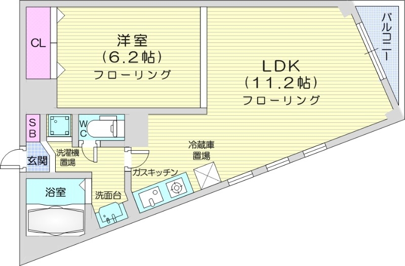 札幌市北区北三十四条西のマンションの間取り