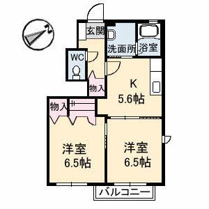 鳥取県米子市観音寺新町４（アパート）の賃貸物件の間取り