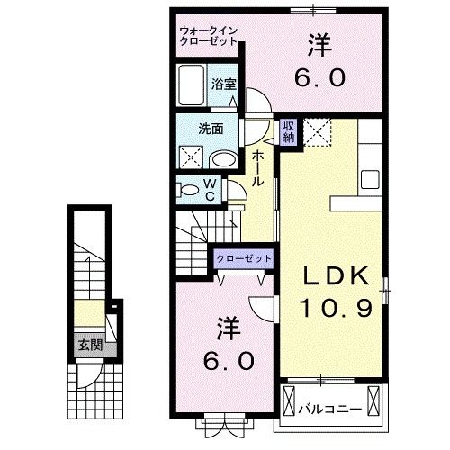 【岩沼市桑原のアパートの間取り】