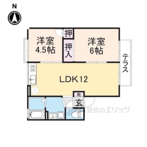 橿原市木原町のアパートの間取り