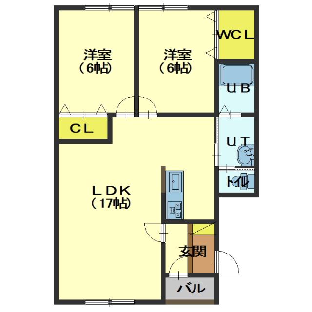 函館市桔梗のアパートの間取り