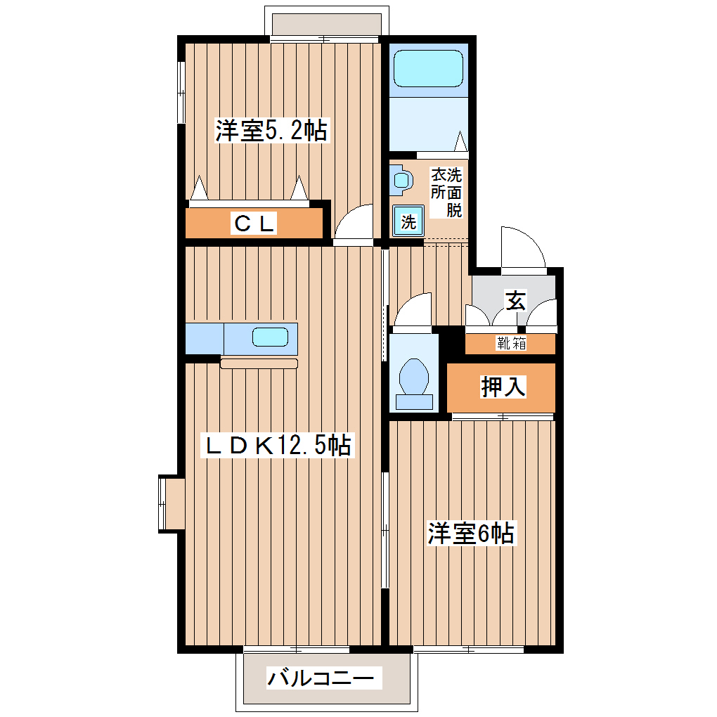 【柴田郡柴田町船岡新栄のアパートの間取り】