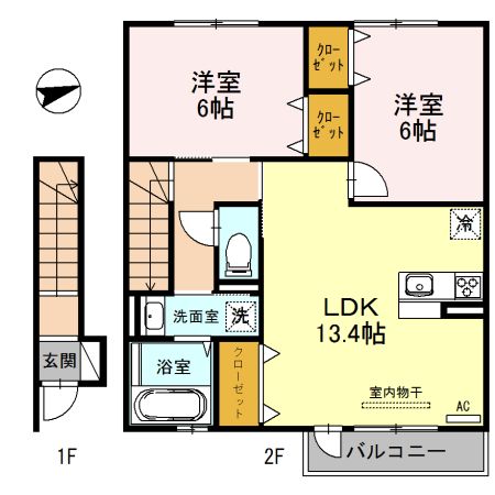 丹波篠山市杉のアパートの間取り