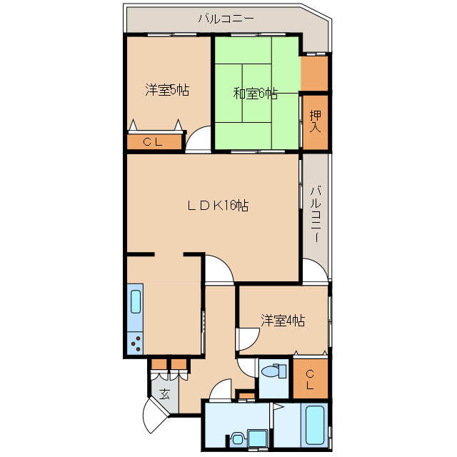 【岩国市今津町のマンションの間取り】