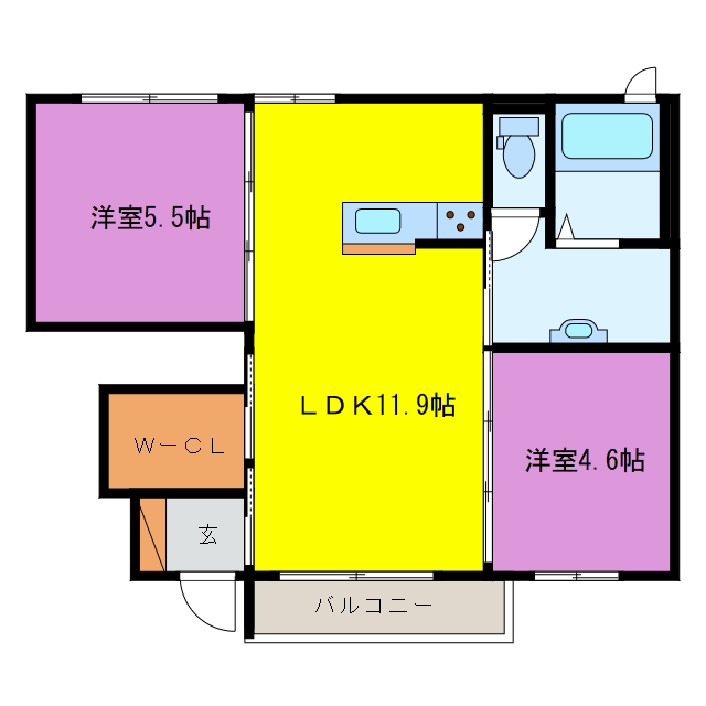 クレセオ下箕田の間取り