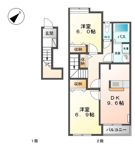 広島市安佐北区三入のアパートの間取り