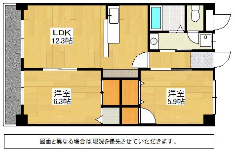 北九州市八幡西区力丸町のマンションの間取り