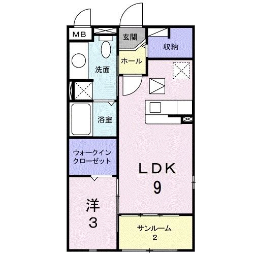 岡山市中区倉富のアパートの間取り