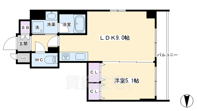 京都市中京区西ノ京南上合町のマンションの間取り