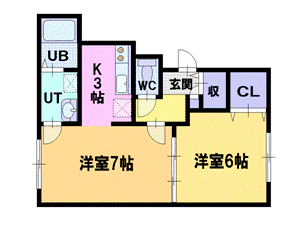 北広島市共栄町のアパートの間取り