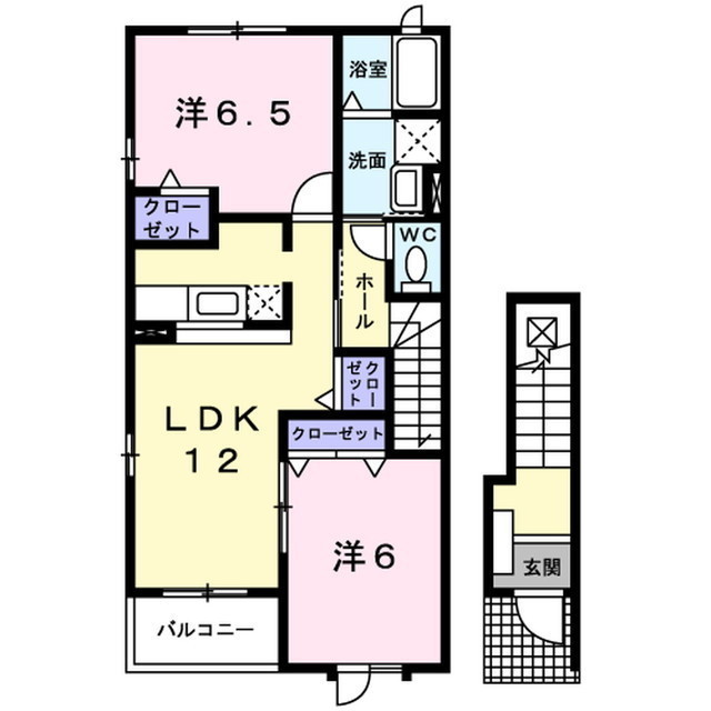 佐久市志賀のアパートの間取り