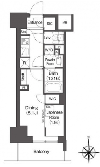 新宿区新宿のマンションの間取り