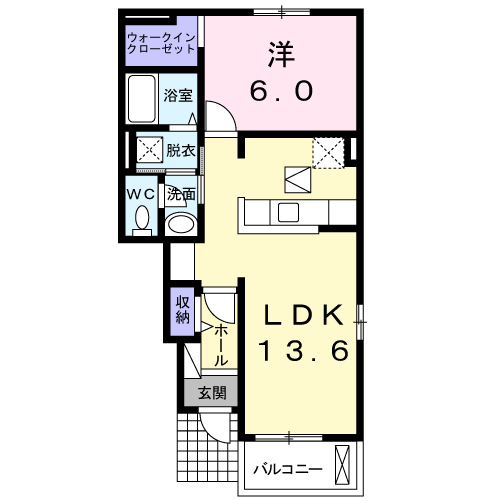 【岡山市南区豊浜町のアパートの間取り】