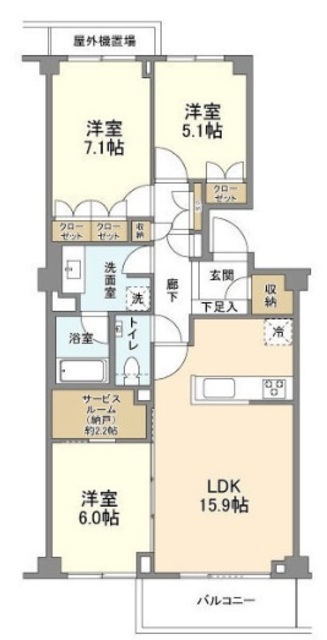 世田谷区下馬のマンションの間取り