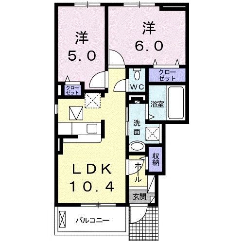 岩国市装束町のアパートの間取り