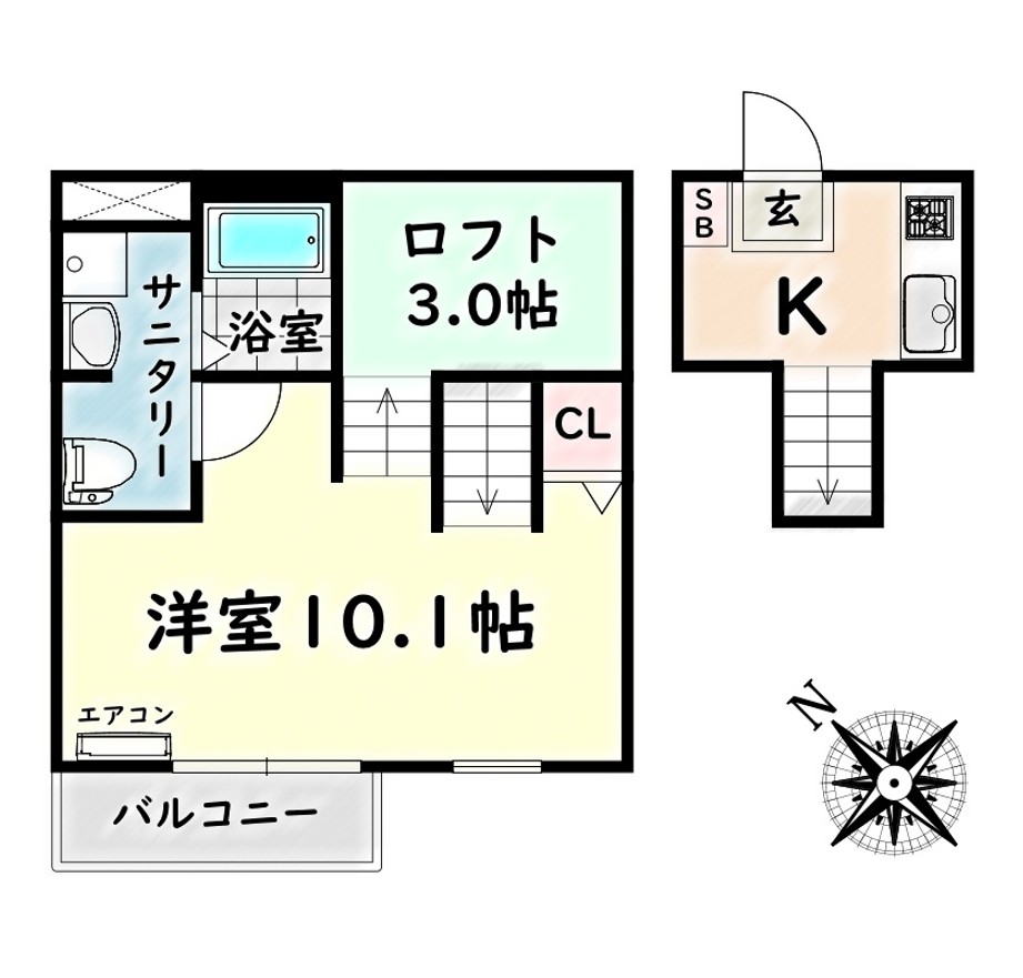 名鉄名古屋本線 本星崎駅 徒歩8分 3階建 築13年の間取り写真