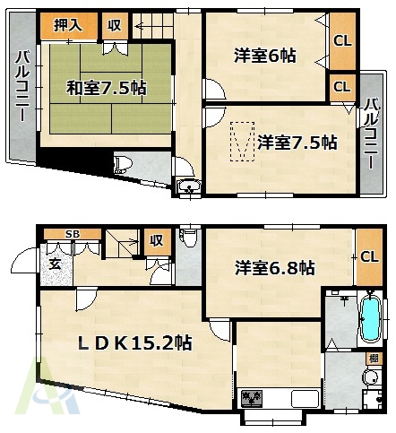 禅昌寺町戸建の間取り写真