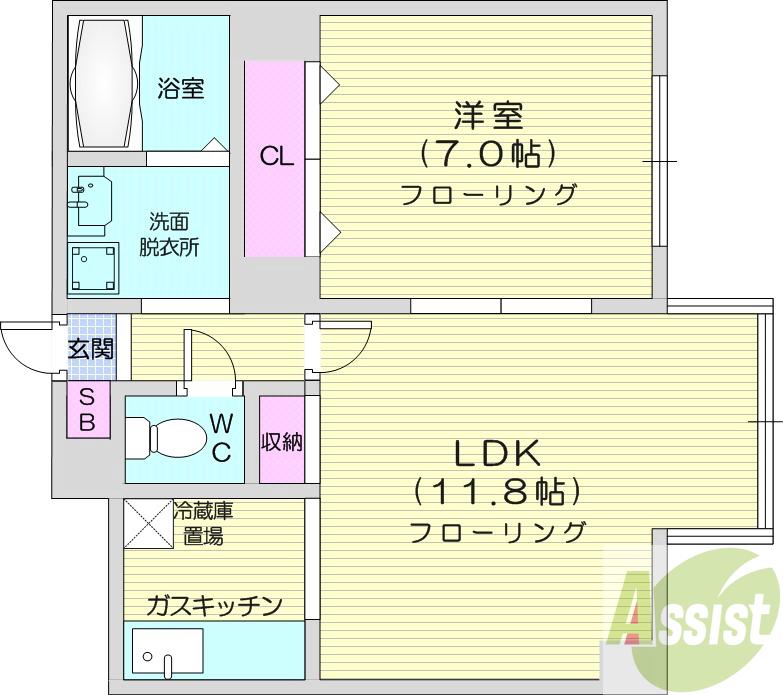 地下鉄東西線 琴似駅 徒歩12分 4階建 築24年の間取り写真