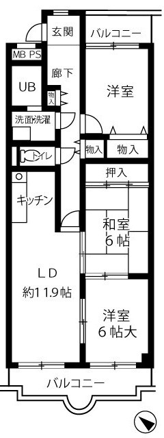 サンシャイン朝日が丘の間取り写真