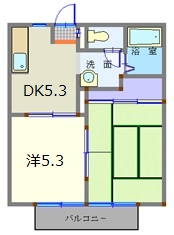 仙台市若林区六郷のアパートの間取り