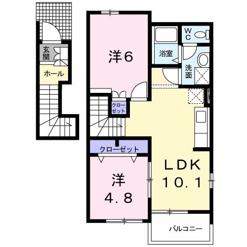 福岡県遠賀郡遠賀町大字木守（アパート）の賃貸物件の間取り