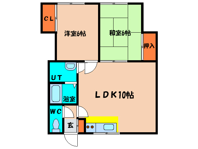 【函館市大森町のアパートの間取り】