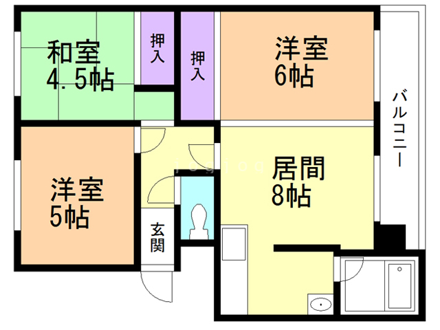 札幌市東区北三十八条東のマンションの間取り