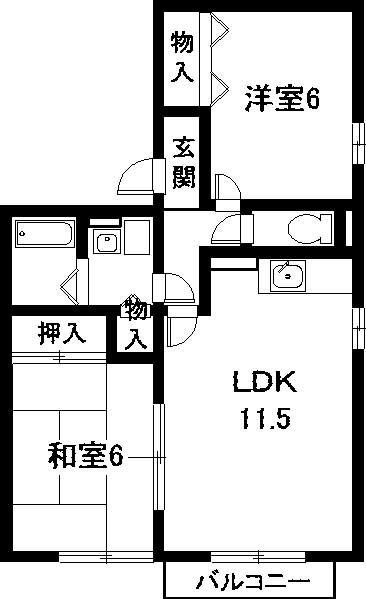 愛知郡東郷町三ツ池のアパートの間取り