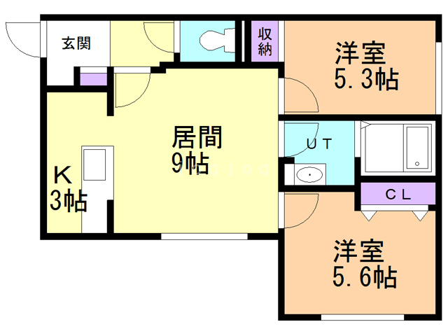 【札幌市東区北三十五条東のマンションの間取り】