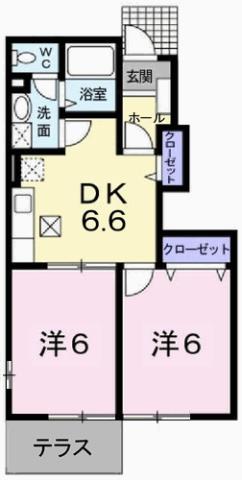 【姫路市大津区勘兵衛町のアパートの間取り】