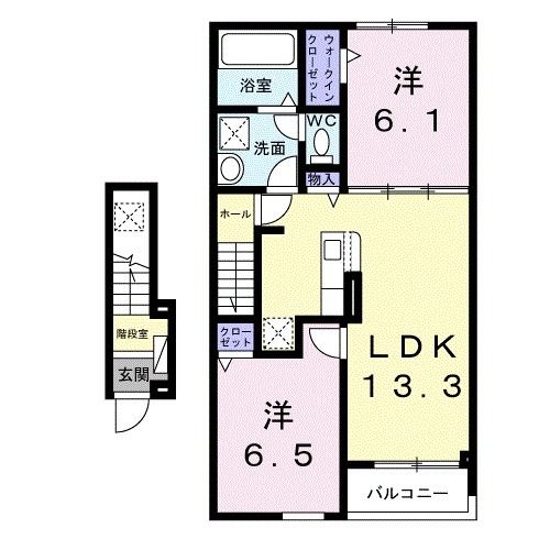 筑西市門井のアパートの間取り