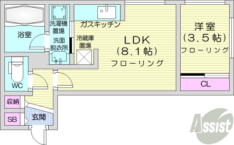 札幌市中央区南八条西のマンションの間取り