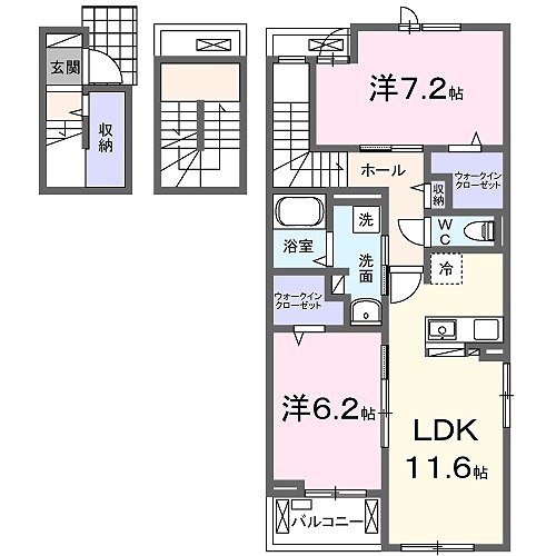 姫路市花田町上原田のアパートの間取り