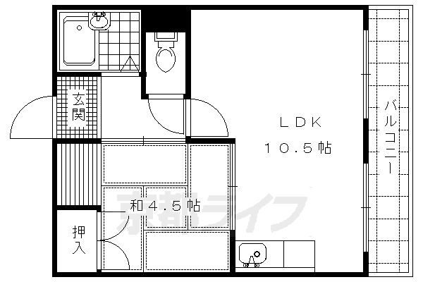 【京都市北区鷹峯土天井町のマンションの間取り】