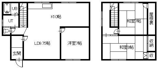 神楽岡１３－５貸家の間取り