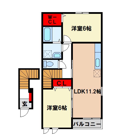 小郡市横隈のアパートの間取り