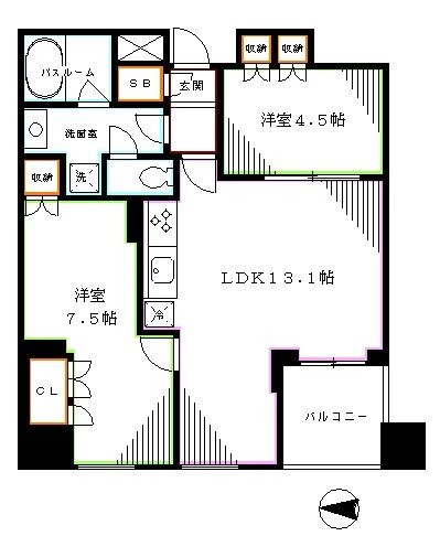 中野区東中野のマンションの間取り