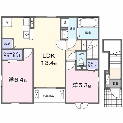 阿南市羽ノ浦町古庄のアパートの間取り