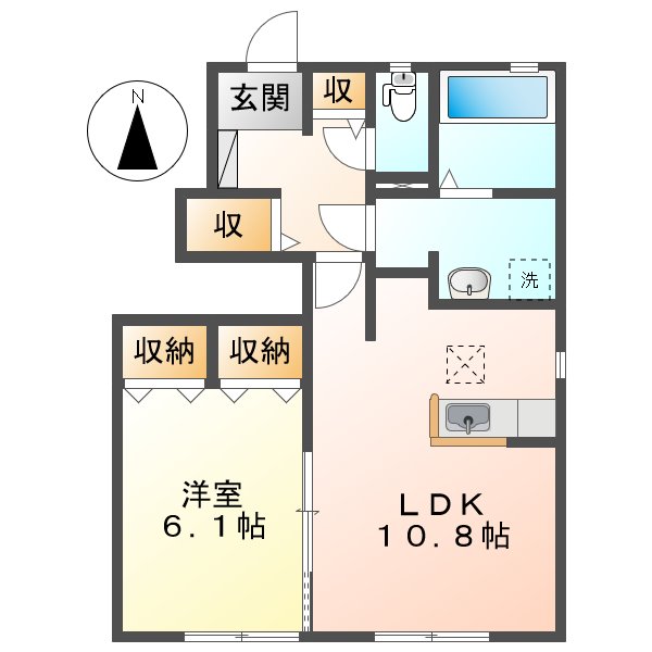 倉敷市福田町浦田のアパートの間取り