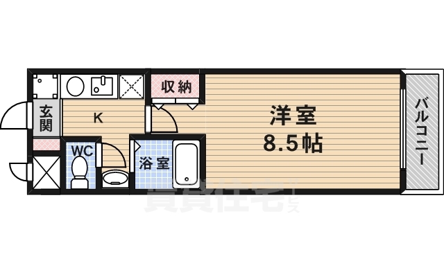 京都市伏見区深草西浦町６丁目のマンションの間取り