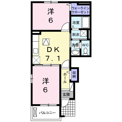 米子市尾高のアパートの間取り