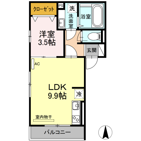 熊本市西区上代のアパートの間取り