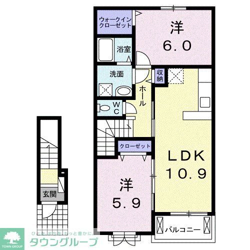 東松山市松山町のアパートの間取り