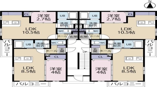 姫路市亀山のアパートの間取り