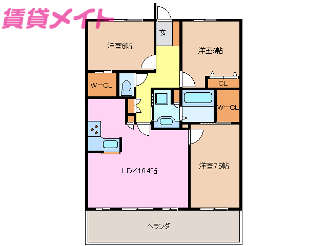 三重県松阪市嬉野中川新町２（マンション）の賃貸物件の間取り