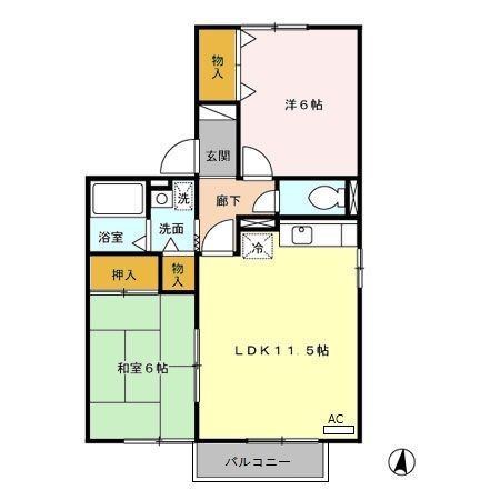 掛川市水垂のアパートの間取り